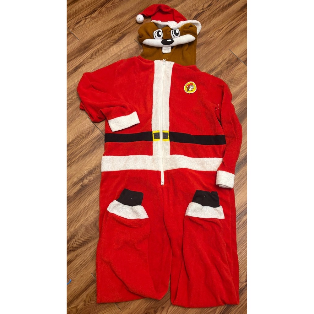 Buc-ee's Santa Beaver Union Suit L/XL Red Christmas, Holiday, Pajamas, Costume